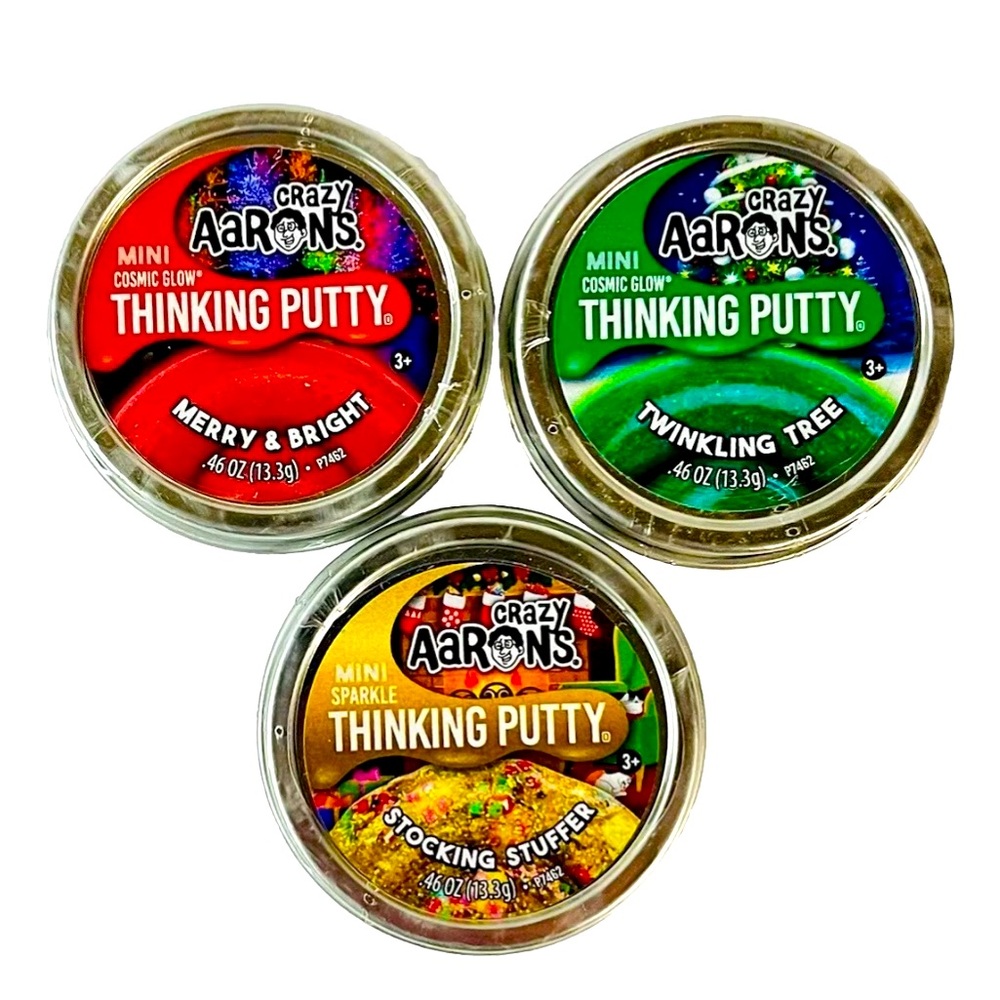 Crazy Aarons Mini Cosmic Glow Thinking Putty 0.46oz Tin 3 Pack Bundle New Sealed
